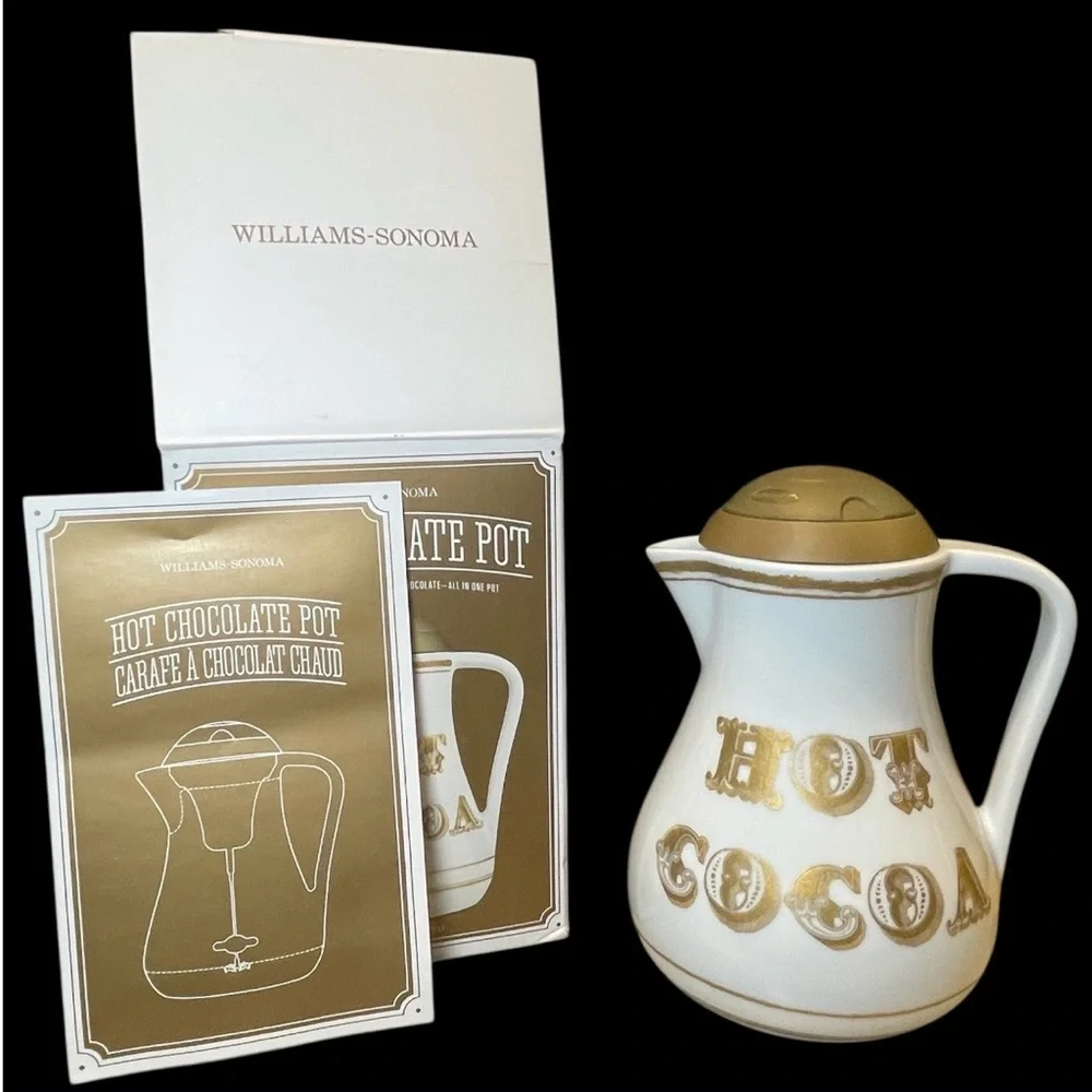 William Sonoma - Gold Lettering - Automatic Hot Chocolate Pot - 32oz - NEW!